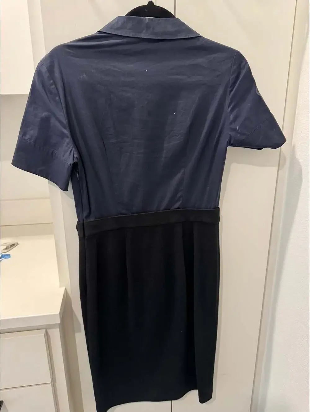 Tory Burch Navy Color Block Shirt Dress